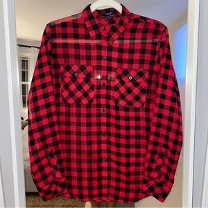 Chaps sheer plaid button down
